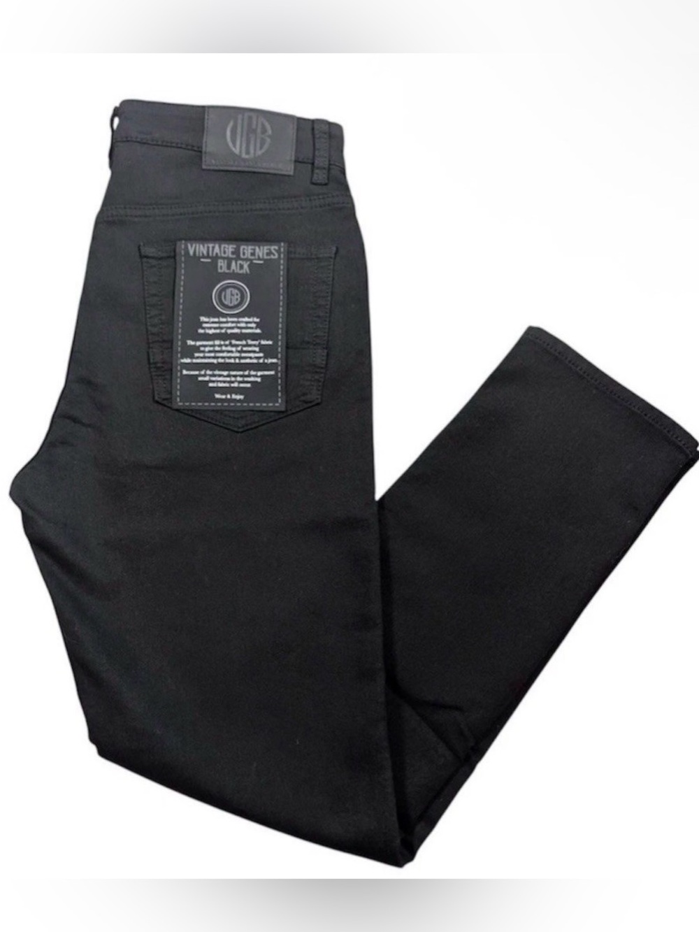 VGB Vintage Genes Black Slim Fit Black French Terry Denim Jeans Mens 34x30 NWT